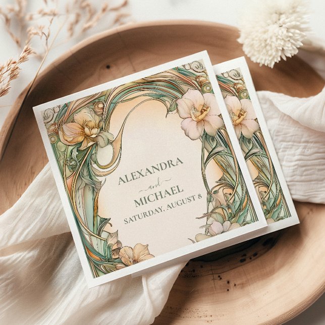 Serviette En Papier Mariage de fleur de crème de pêche (Créateur téléchargé)