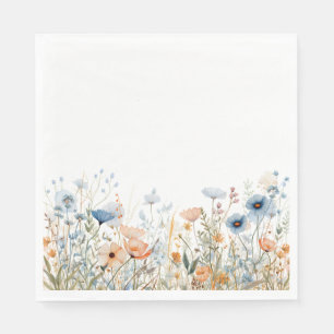 Serviette En Papier Mariage de Fleur sauvage couleur bleu-Dusty