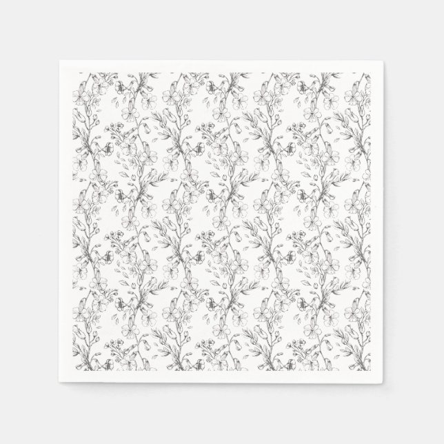 Serviette En Papier Mariage de fleurs botaniques classiques (Devant)