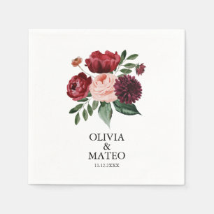 Serviette En Papier Mariage de fleurs de Bourgogne d'automne