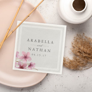 Serviette En Papier Mariage de fleurs de cerisier d'aquarelle