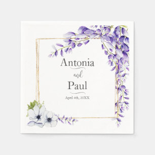 Serviette En Papier Mariage de fleurs de la Wisteria Watercolor