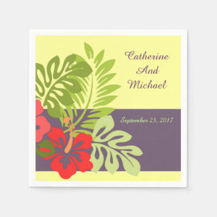Serviette En Papier Mariage de fleurs Hibiscus de plage tropicale