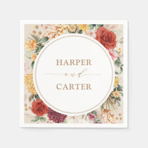 Serviette En Papier Mariage de fleurs tropicales Boho Pampas