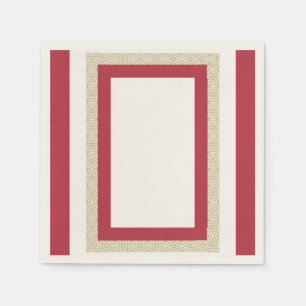 Serviette En Papier Mariage de frontière géométrique islamique rouge