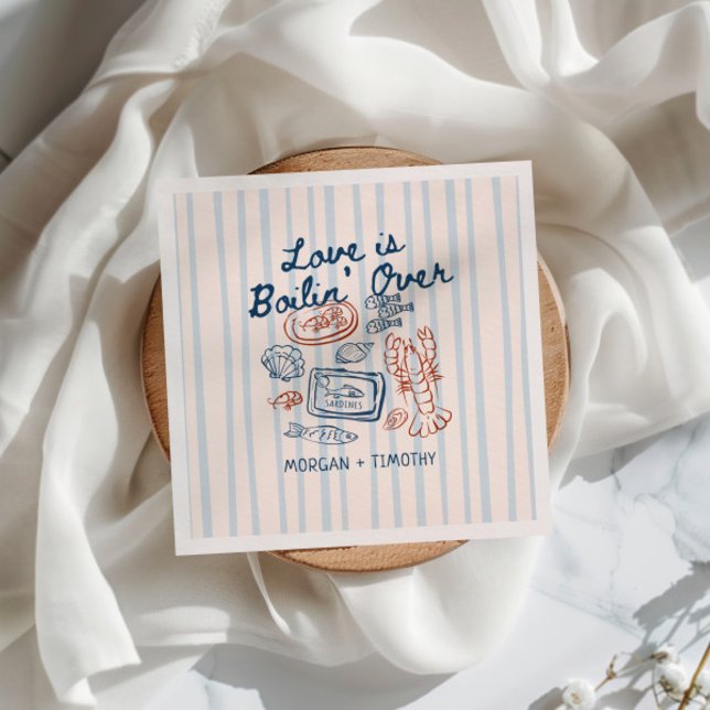 Serviette En Papier Mariage de fruits de mer Love is Boilin' Over (Créateur téléchargé)