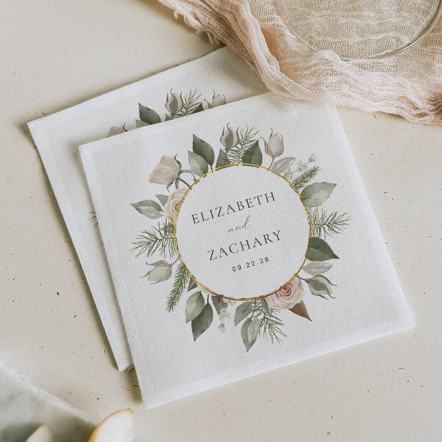 Serviette En Papier Mariage de germe romantique ivoire (Créateur téléchargé)