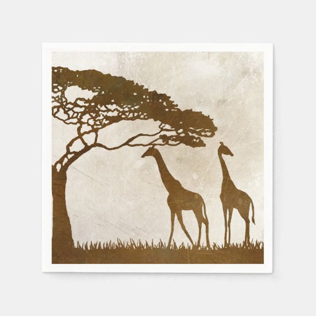 Serviette En Papier Mariage de girafe d'Afrique Brown et ivoirienne (Devant)