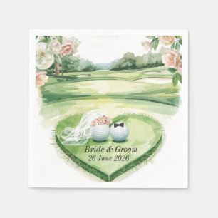 Serviette En Papier Mariage de golfeur avec balle de golf sur le green