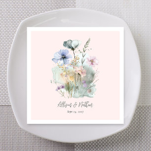 Serviette En Papier Mariage de jardin romantique rose tendre