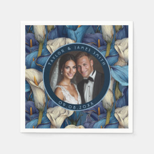 Serviette En Papier Mariage de Jardin Vintage avec Lys Callas Bleus Cl