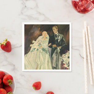 Serviette En Papier Mariage de jeunes mariés Art Déco vintage