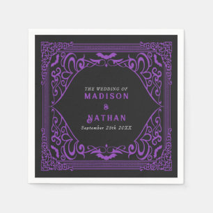 Serviette En Papier Mariage de la cathédrale gothique violet Vampire