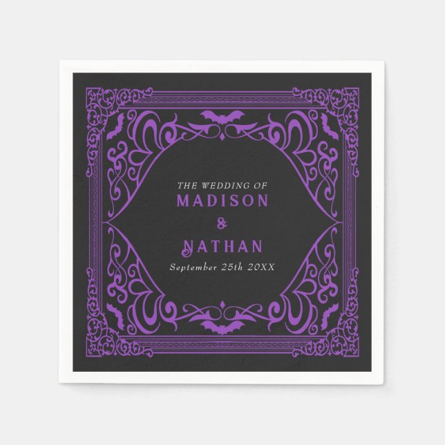 Serviette En Papier Mariage de la cathédrale gothique violet Vampire (Devant)