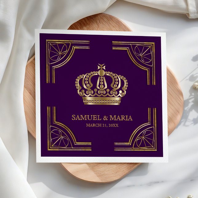Serviette En Papier Mariage de la Couronne Ornat Royal Purple Gold (Créateur téléchargé)