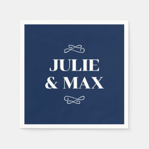 Serviette En Papier Mariage de la marine et de la floraison blanche