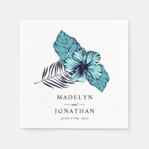Serviette En Papier Mariage de l'Hibiscus bleu