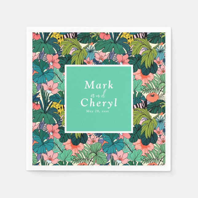 Serviette En Papier Mariage de l'Hibiscus de Bohême (Devant)