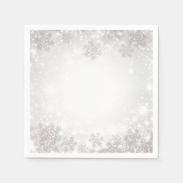 Serviette En Papier Mariage de l'hiver Wonderland White Sparkakes (Devant)