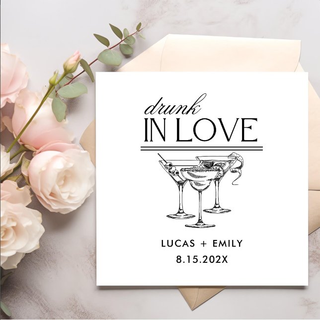 Serviette En Papier Mariage De Lunettes De Vin Personnalisées Drunin I (Créateur téléchargé)