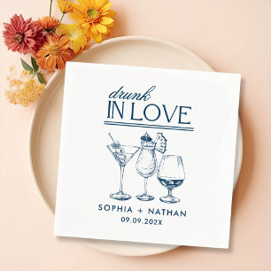 Serviette En Papier Mariage De Lunettes De Vin Personnalisées Drunin I