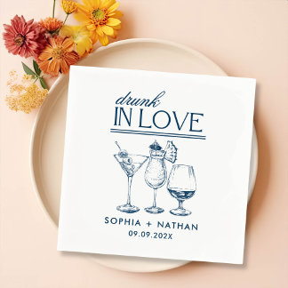 Serviette En Papier Mariage De Lunettes De Vin Personnalisées Drunin I