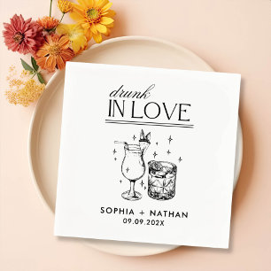 Serviette En Papier Mariage De Lunettes De Vin Personnalisées Drunin I