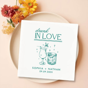 Serviette En Papier Mariage De Lunettes De Vin Personnalisées Drunin I