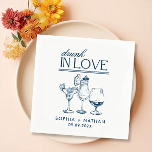 Serviette En Papier Mariage De Lunettes De Vin Personnalisées Drunin I