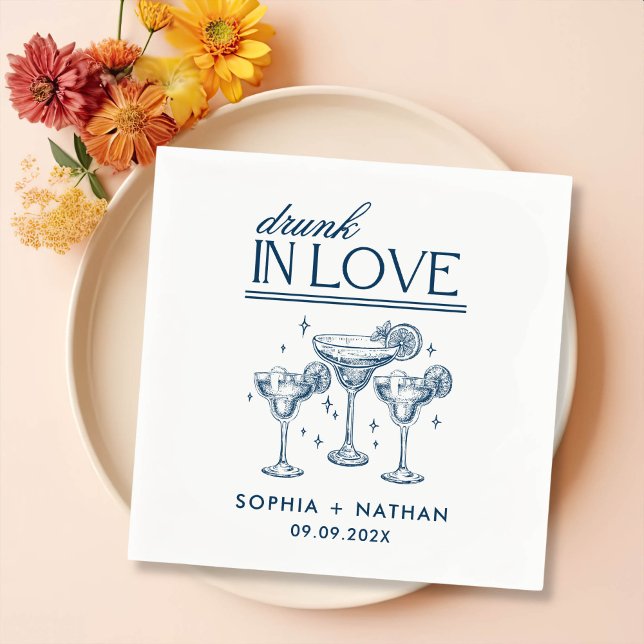 Serviette En Papier Mariage De Lunettes De Vin Personnalisées Drunin I (Créateur téléchargé)