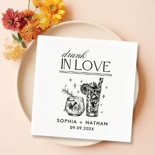 Serviette En Papier Mariage De Lunettes De Vin Personnalisées Drunin I