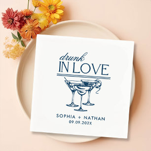 Serviette En Papier Mariage De Lunettes De Vin Personnalisées Drunin I