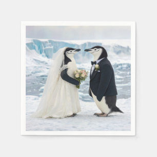 Serviette En Papier Mariage de manchots sur un glacier arctique