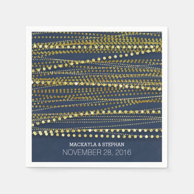 Serviette En Papier Mariage de marine et d'or (Devant)