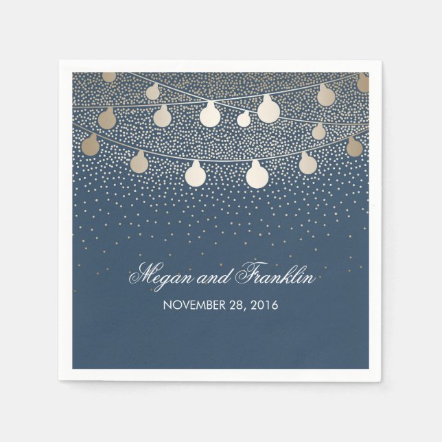 Serviette En Papier Mariage de marine Gold String (Devant)