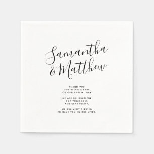 Serviette En Papier Mariage de message de Merci de deux noms