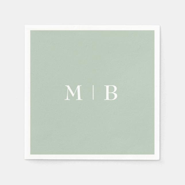 Serviette En Papier Mariage de monogramme blanc lisse (Devant)