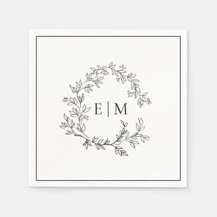 Serviette En Papier Mariage de monogramme blanc moderne