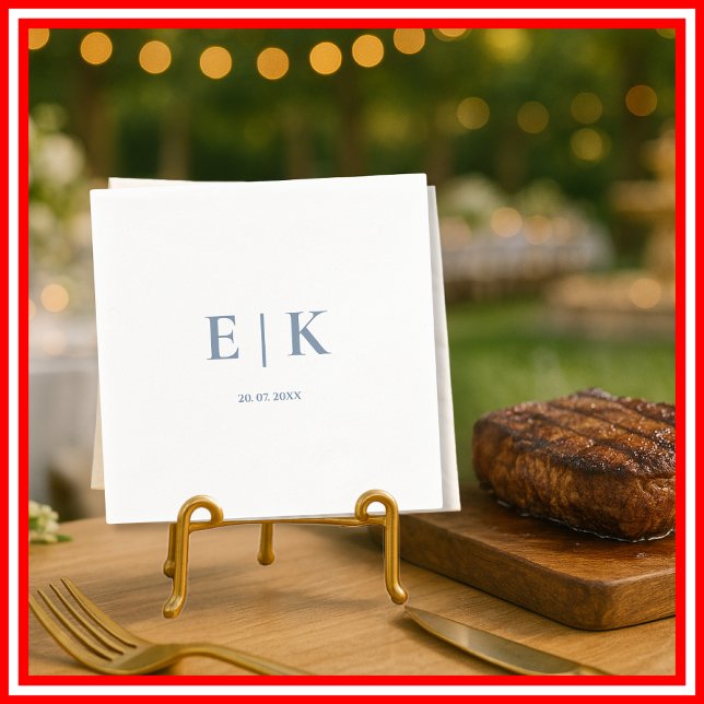 Serviette En Papier Mariage de monogramme bleu foncé (Créateur téléchargé)