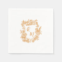 Mariage de monogramme de crête florale funky tiré