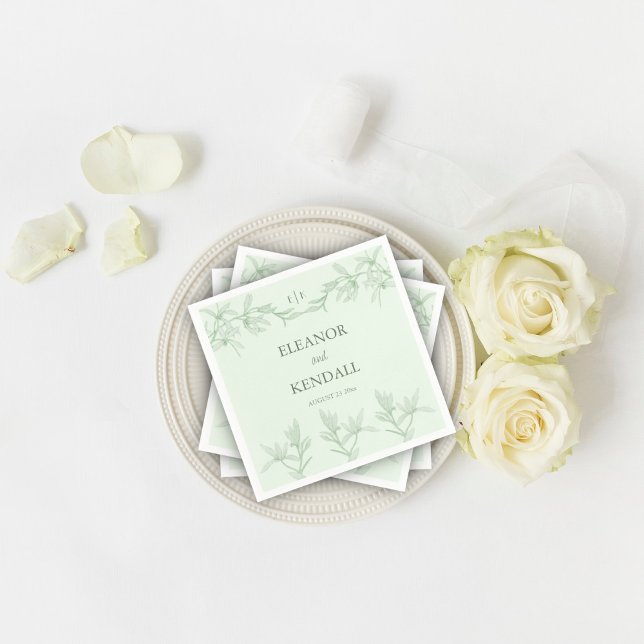 Serviette En Papier Mariage de monogramme de fleurs intemporel (Créateur téléchargé)