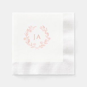 Serviette En Papier Mariage de monogramme de pêche