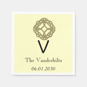 Serviette En Papier Mariage de monogramme d'ivoire d'éternité celtique