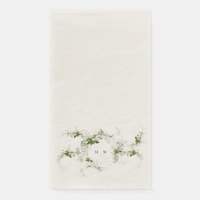 Serviette En Papier Mariage de monogramme écocalque vert (Devant)