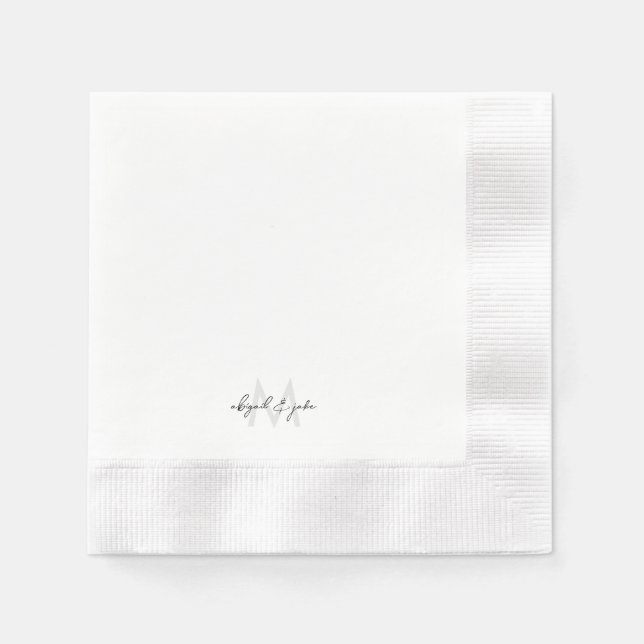 Serviette En Papier Mariage de monogramme et de deux noms personnalisé (Devant)