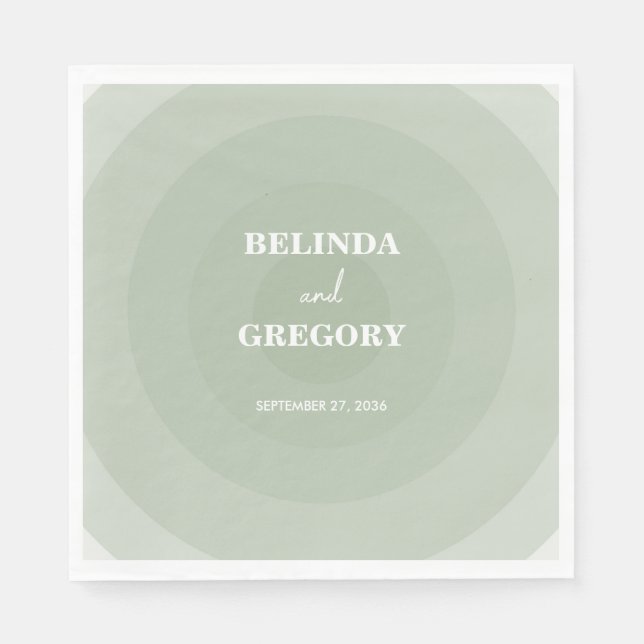 Serviette En Papier Mariage de monogramme moderne Sage Green (Devant)