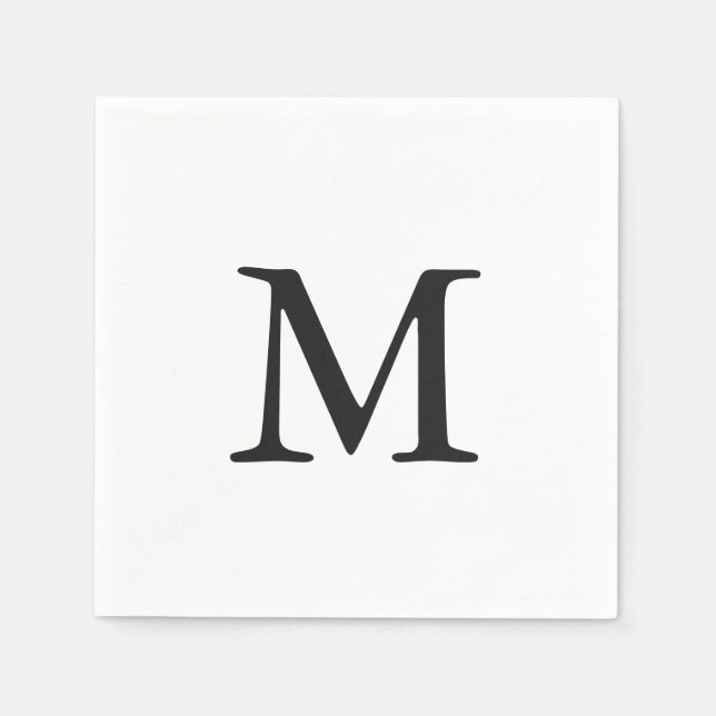 Serviette En Papier Mariage de monogramme noir minimal (Devant)