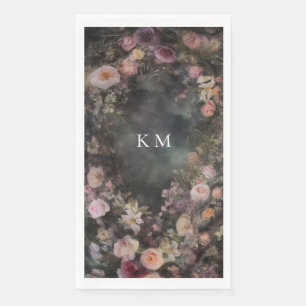 Serviette En Papier Mariage de monogramme romantique Moody