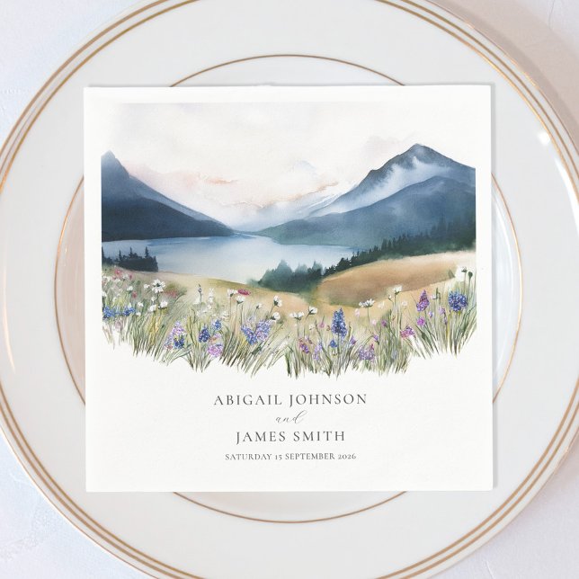 Serviette En Papier Mariage de montagne rustique (Créateur téléchargé)