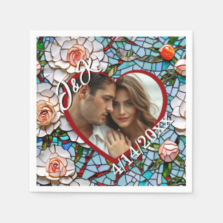 Serviette En Papier Mariage de mosaïque en verre et carrelage personna
